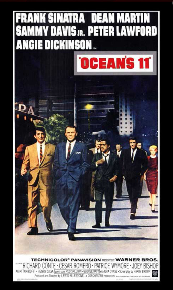 Oceans 11 and The Rat Pack From 1960 On a Unframed 11x17 Movie Poster.Printed on Heavy Card Stock Paper.