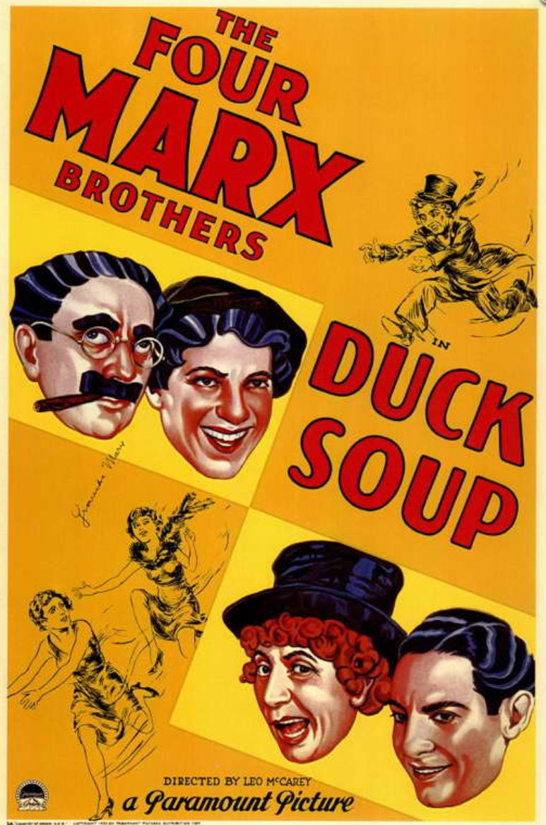 Duck Soup Starring The Four Marx Brothers From 1933 On a Unframed 11x17 Movie Poster.Printed on Heavy Card Stock Paper.