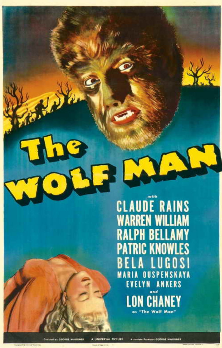 The Wolf Man With Lon Chaney From 1941.This 11x17 Unframed Poster is Printed on Heavy Card Stock Paper.