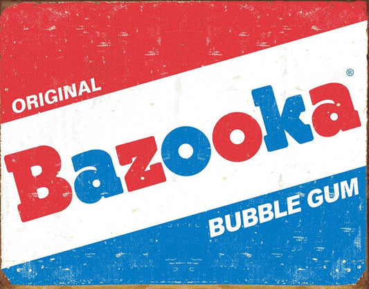 Bazooka Gum on a of 16” W x 12.5”H Tin Sign.This Metal Sign Has A Smooth Clear Coat Finish.Gift for Him or Her.