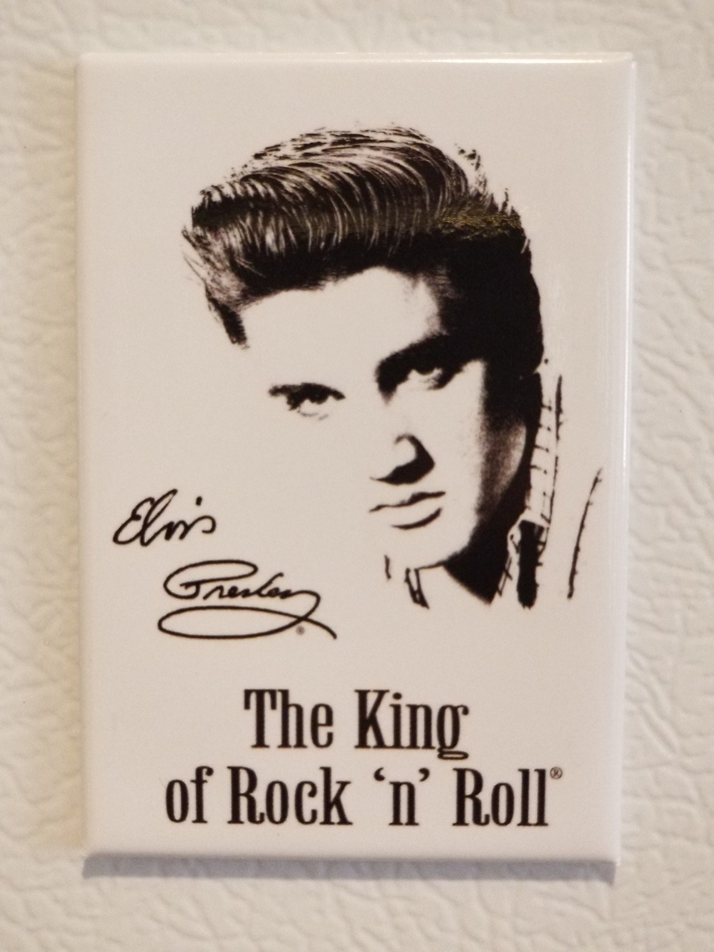 The King of Rock and Roll,Elvis Presley on a Refrigerator Magnet,Steel Magnet with Glossy Finish.