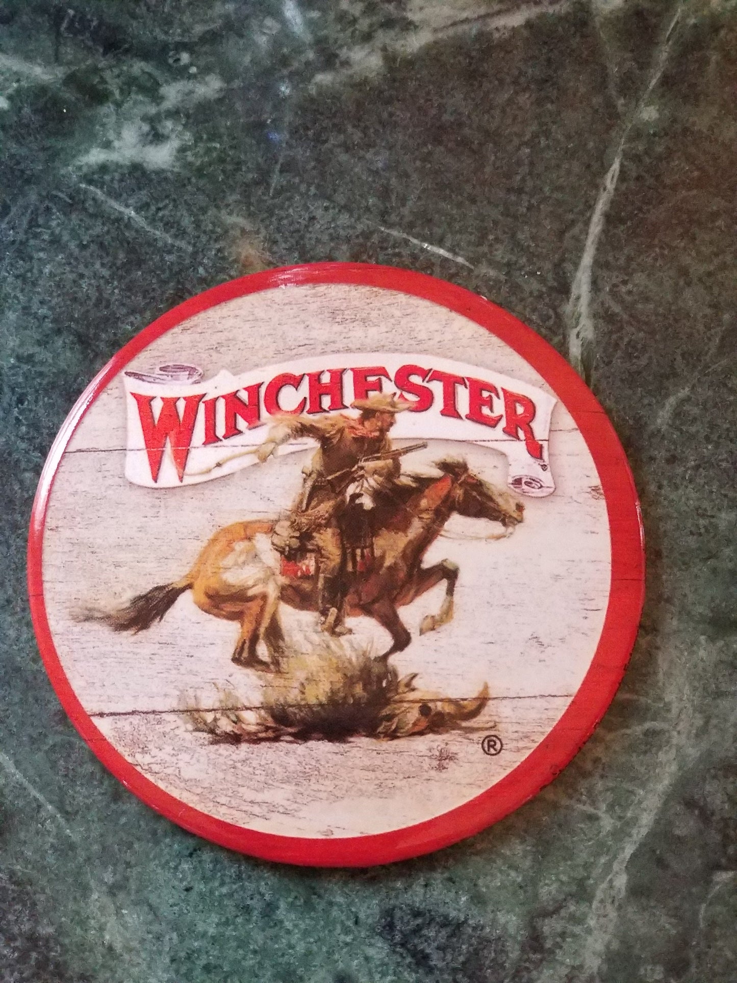 Winchester A Must Have Tool During The Wild West on a 3” Diameter Magnet with Glossy Finish.Quality Steel Construction.