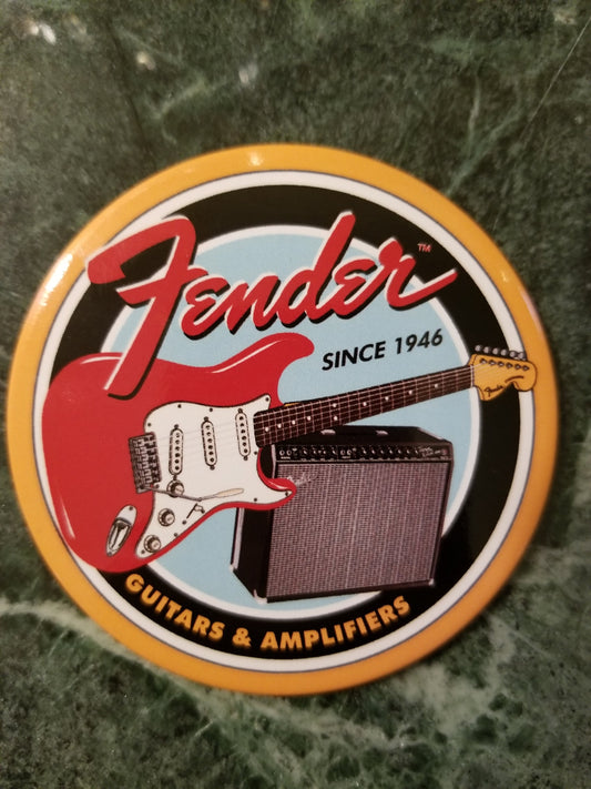 Fender Since 1946 Refrigerator Magnet,3” Diameter Steel Magnet with a Glossy Finish.