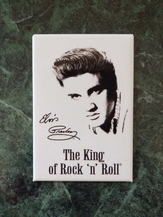 The King of Rock and Roll,Elvis Presley on a Refrigerator Magnet,Steel Magnet with Glossy Finish.