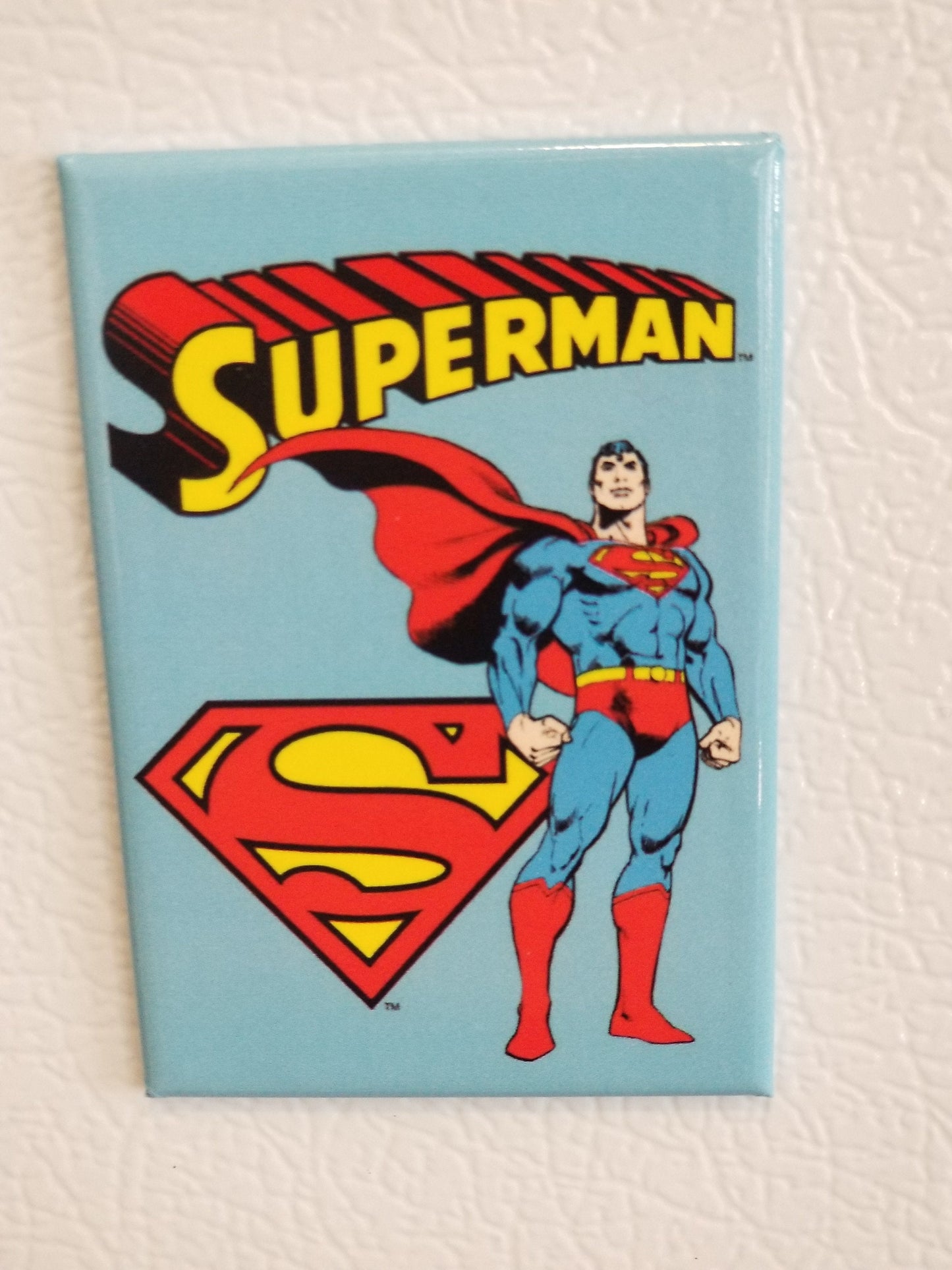 Vintage Superman,The Man of Steel on a 2x3 Refrigerator Magnet with Glossy Finish.