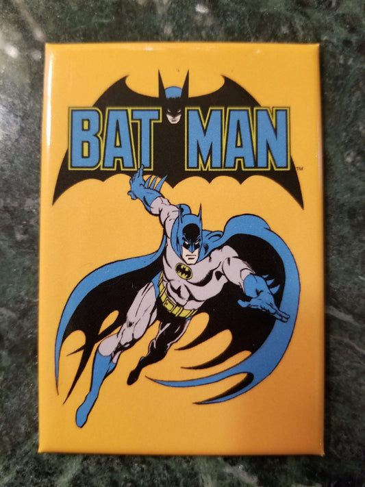 Vintage Batman The Hero of Gotham on a 2x3 Refrigerator Magnet with Glossy Finish.