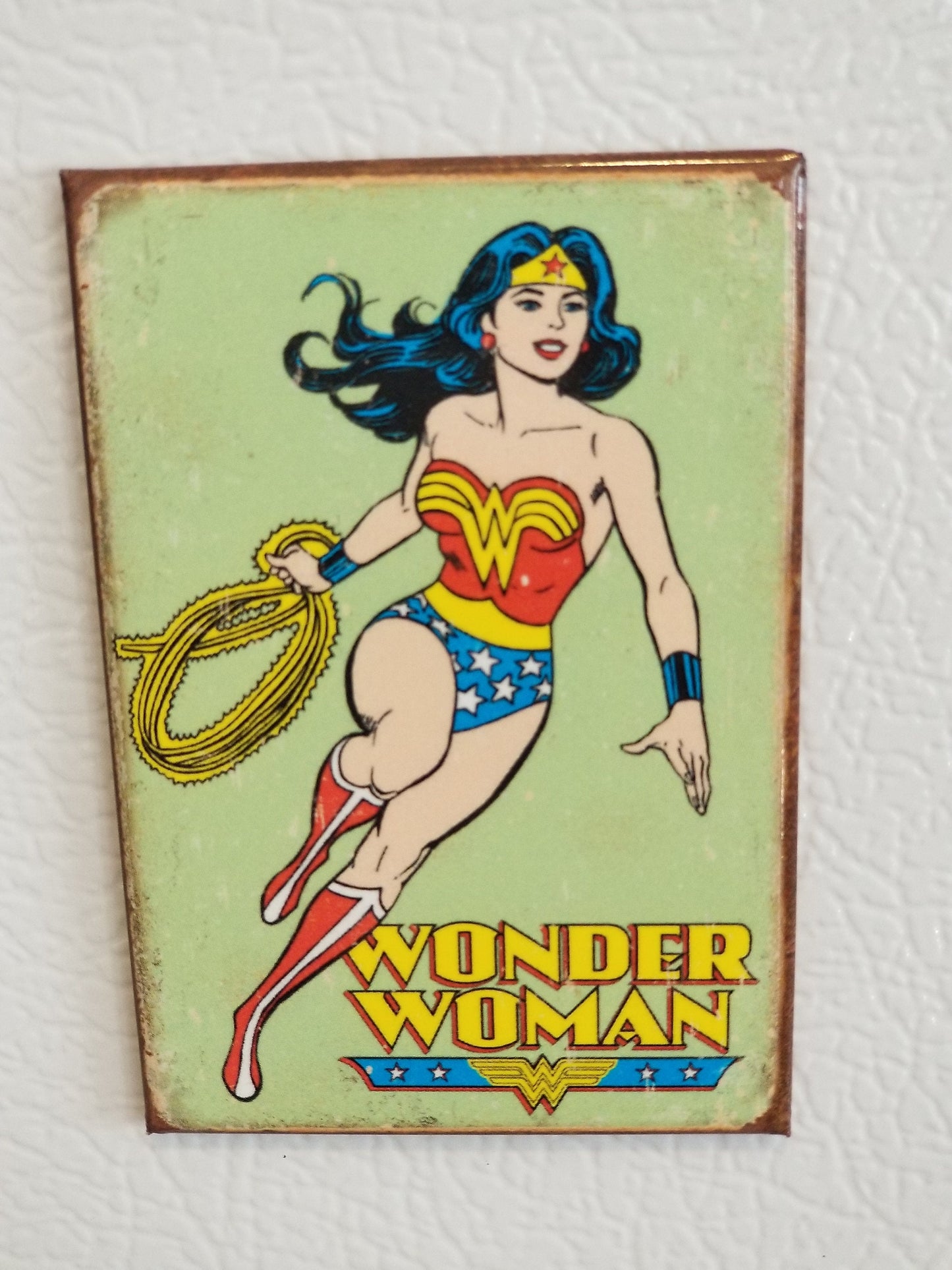 Wonder Woman on a 2x3 Refrigerator Magnet with Glossy Finish. A Nice Gift For Mom.