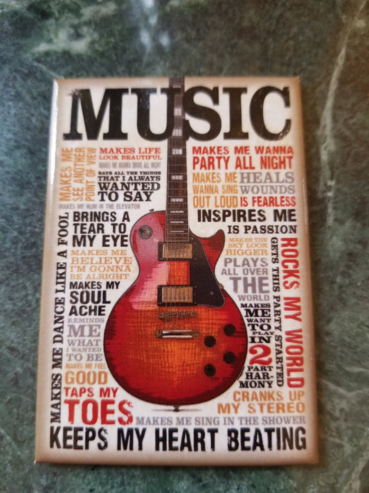 Music Keeps My Heart Beating on a 2x3 Refrigerator Magnet with Glossy Finish.A Nice Gift For Mom or Dad.