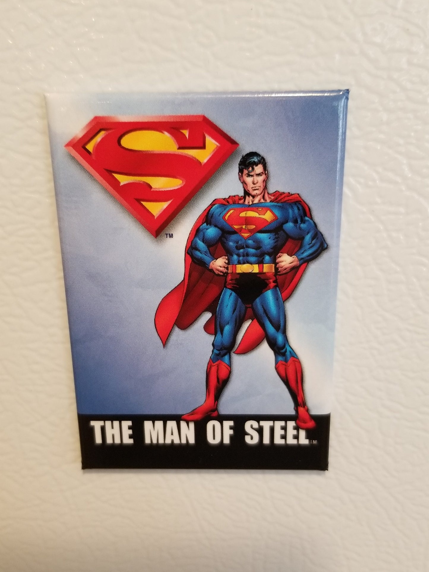 Superman,The Man of Steel on a 2x3 Refrigerator Magnet with Glossy Finish.