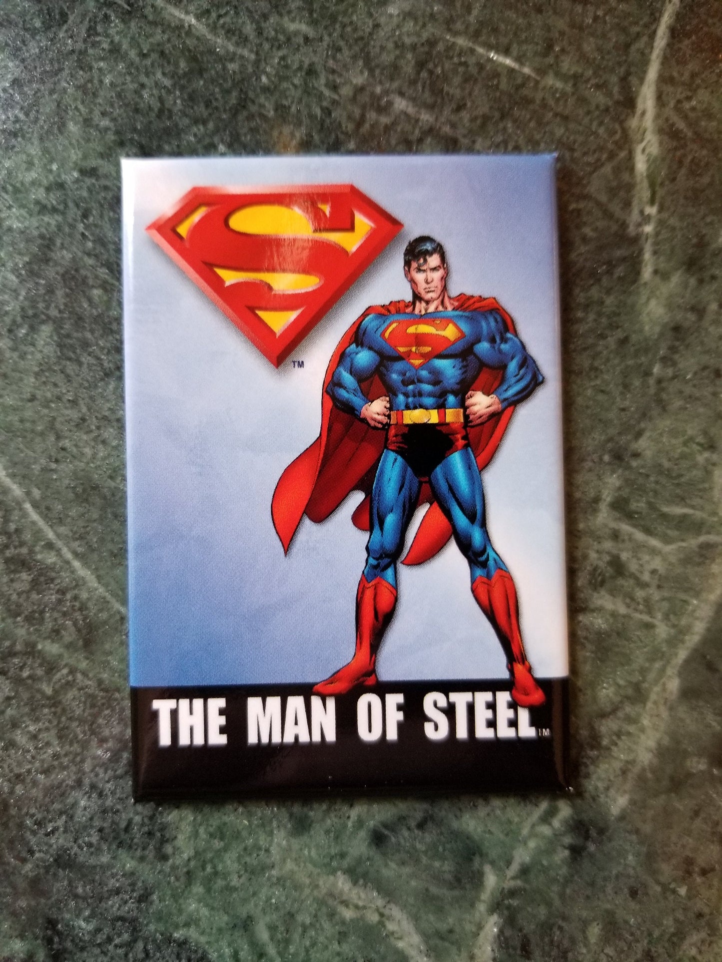 Superman,The Man of Steel on a 2x3 Refrigerator Magnet with Glossy Finish.