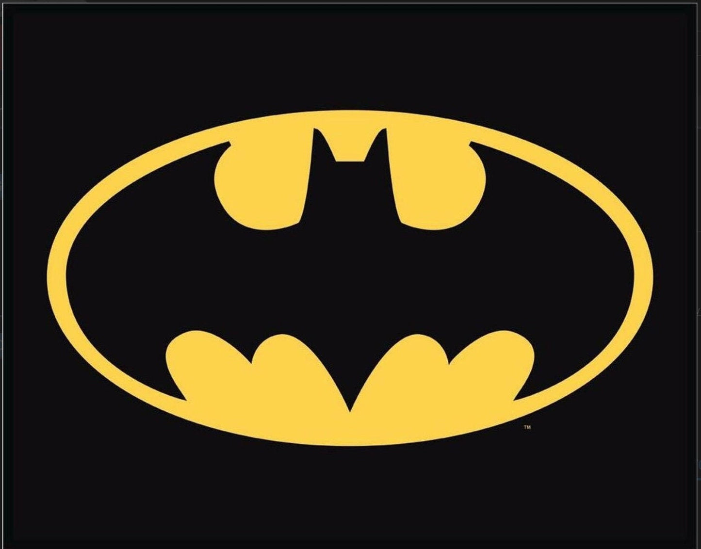 Batman Logo.This Design Is On A 16 W x 12.5 H Tin Sign.This Quality Sign Has A Smooth Clear Coat Finish.