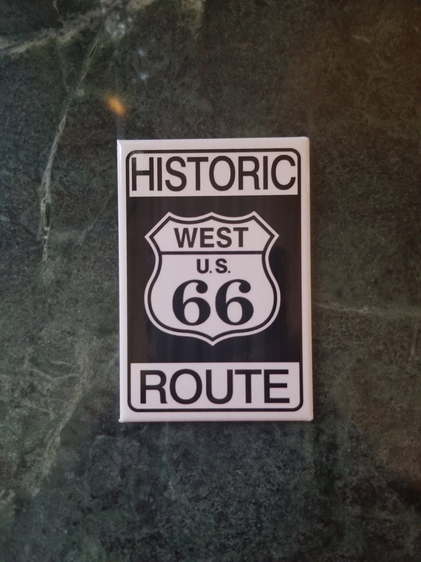 Historic Route 66 on a 2x3 Magnet with Glossy Finish.Quality steel construction.A Gift For Mom or Dad.