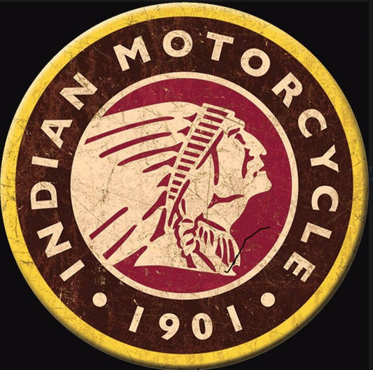 Vintage Indian Motorcycle 1901 on a 3” Diameter Magnet with Glossy Finish.Quality Steel Construction. A Gift For Him or Her.