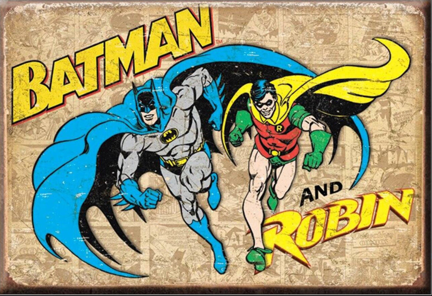 Batman and Robin,The Caped Crusaders on a 2x3 Refrigerator Magnet with Glossy Finish.