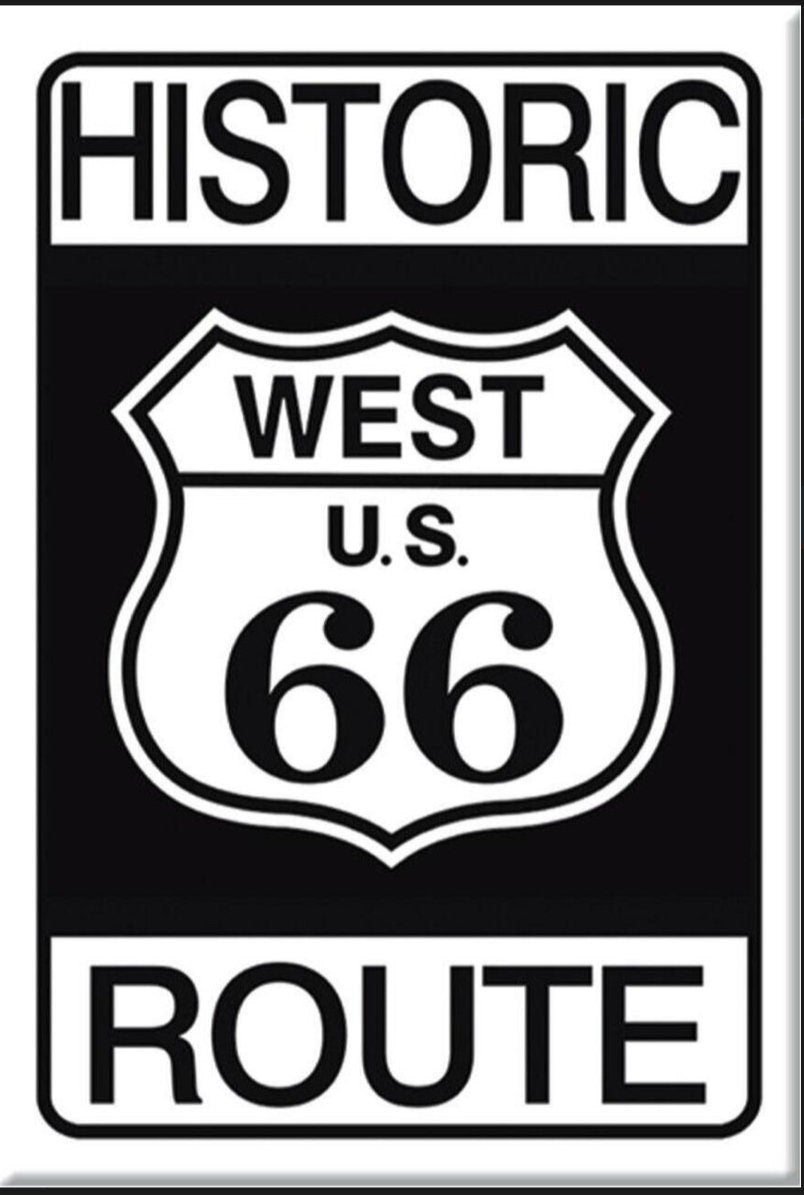 Historic Route 66 on a 2x3 Magnet with Glossy Finish.Quality steel construction.A Gift For Mom or Dad.