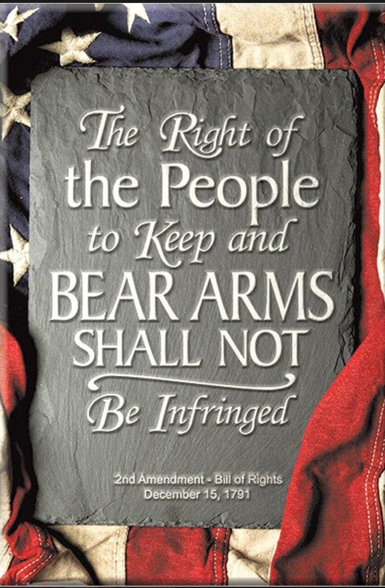 2nd Amendment Bill of Rights ,The Right to Bear Arms on a 2x3 Magnet with Glossy Finish.Quality steel construction.