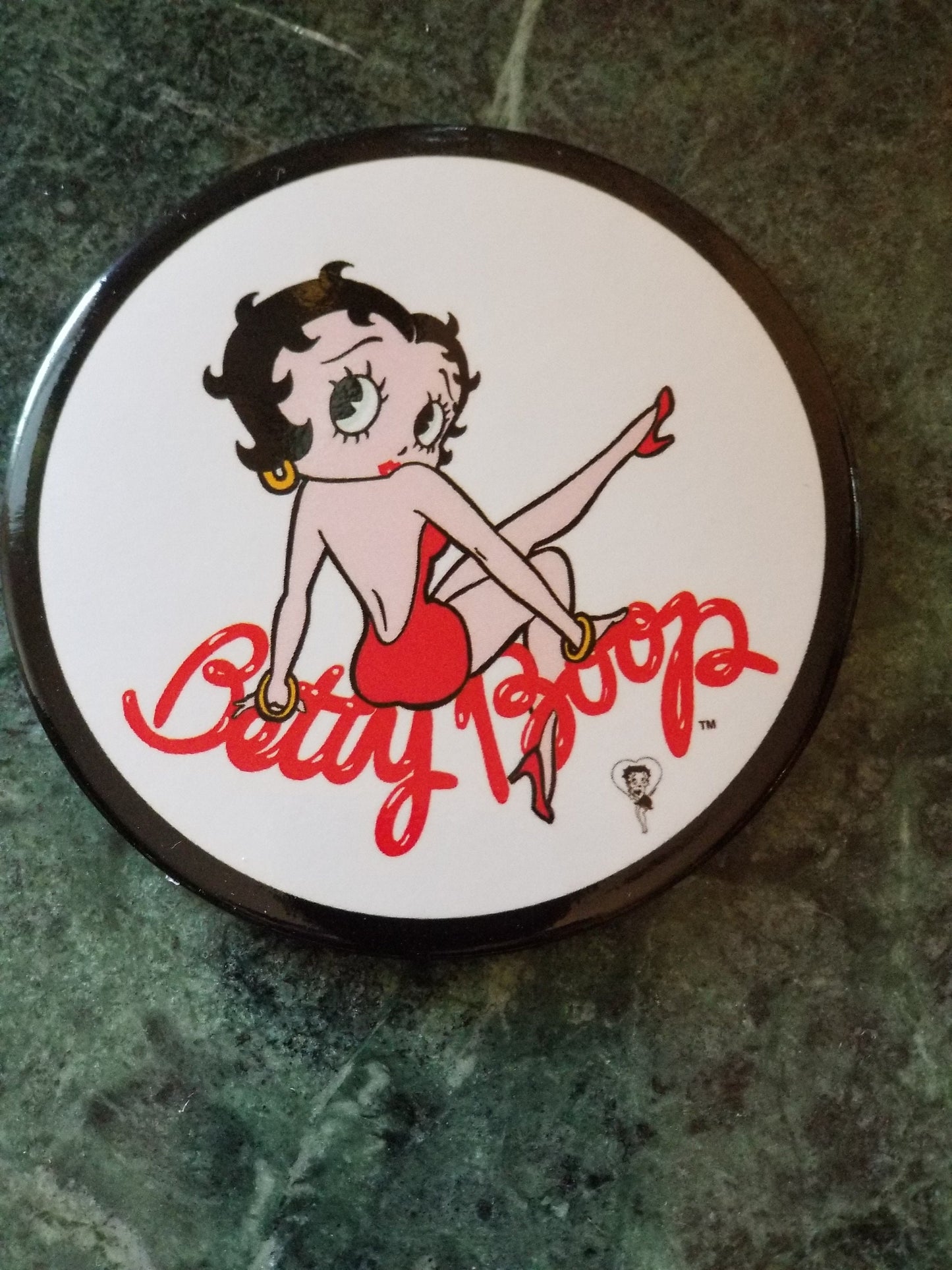 Betty Boop, 1930s Cartoon Character on a Refrigerator Magnet,3” Diameter Magnet with Glossy Finish. Quality Steel Construction.