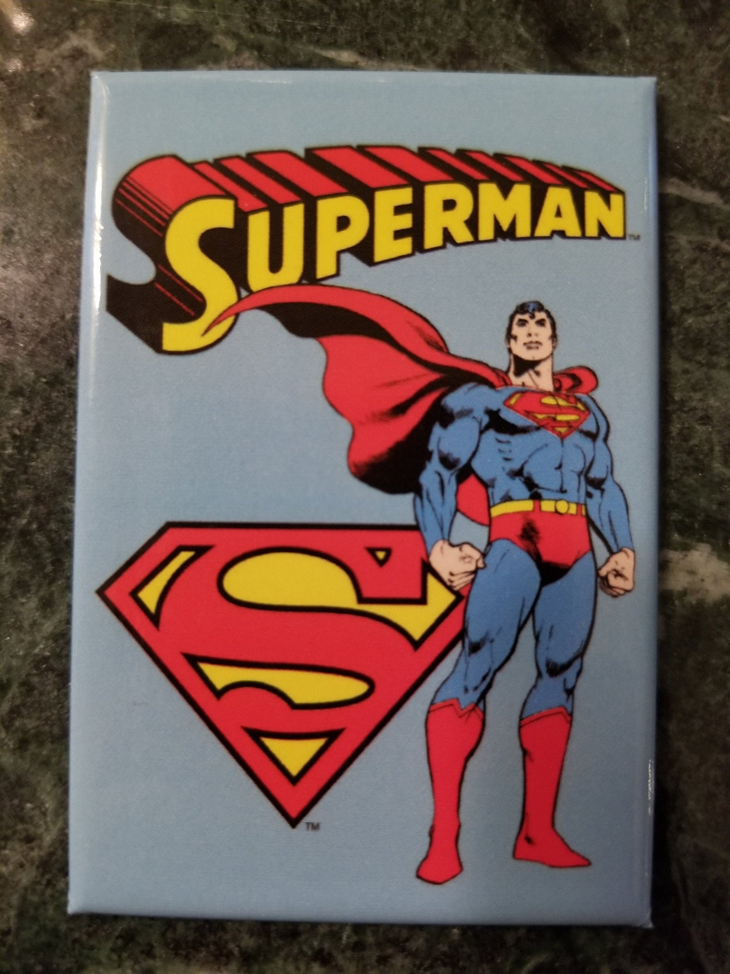 Vintage Superman,The Man of Steel on a 2x3 Refrigerator Magnet with Glossy Finish.