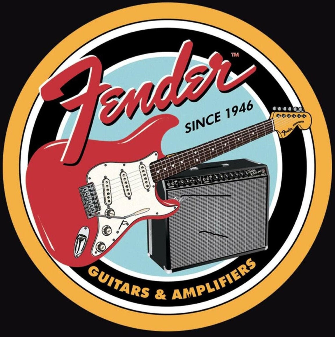 Fender Since 1946 Refrigerator Magnet,3” Diameter Steel Magnet with a Glossy Finish.