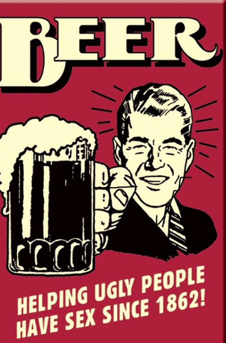 Beer Helping Ugly People Since 1862 on a 2x3 Refrigerator Magnet with Glossy Finish.A Funny Gift For Mom or Dad.