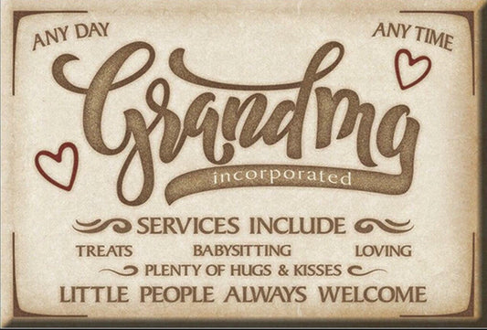 Grandma Incorporated on a 2x3 Refrigerator Magnet with Glossy Finish.Funny Gift For Grandma or Mom.