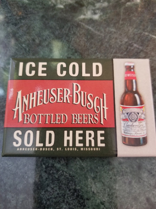 Ice Cold Budweiser Beer on a 2x3 Magnet with Glossy Finish.Quality steel construction