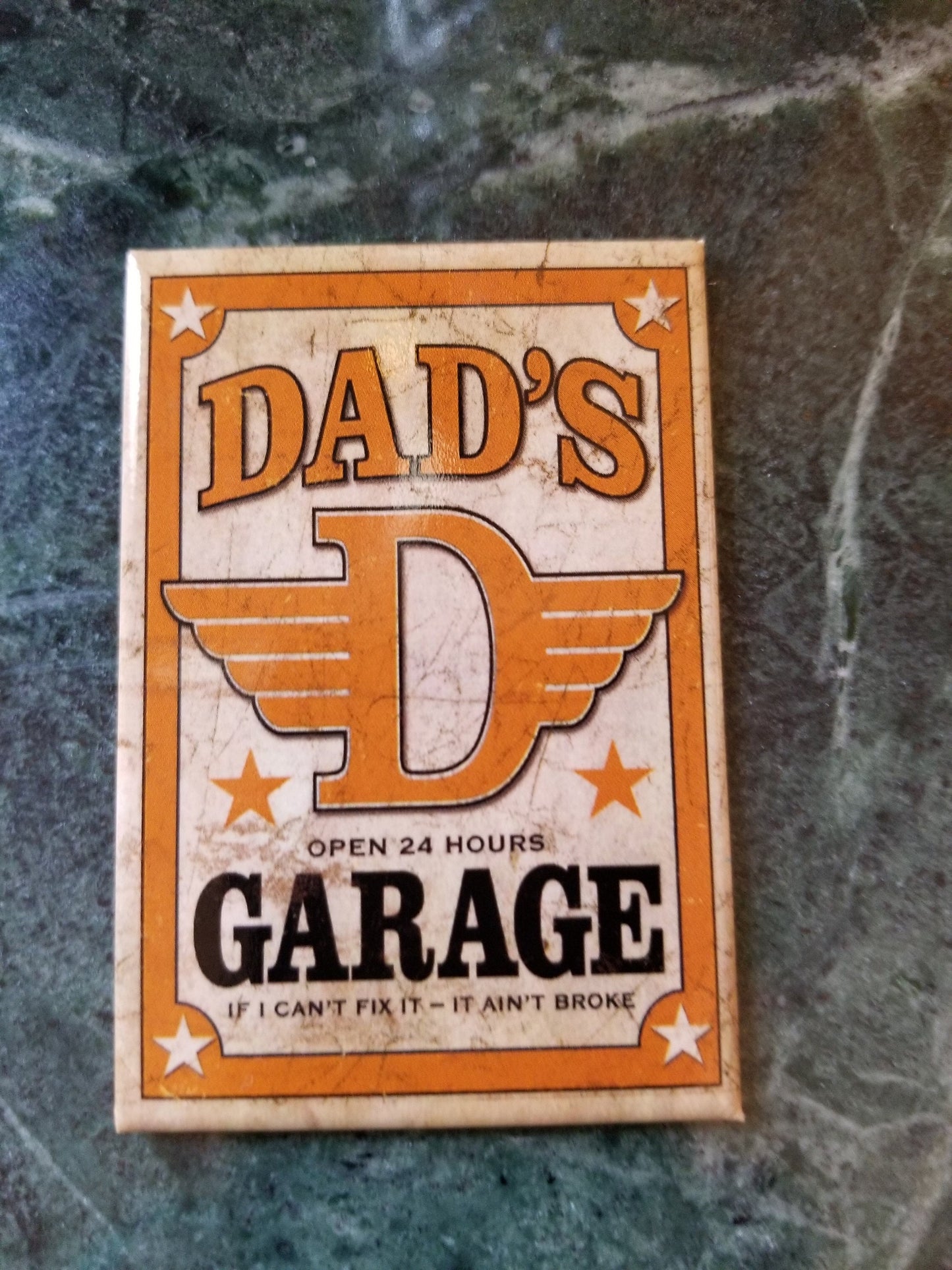 Dads Garage Open 24 Hours on a 2x3 Refrigerator Magnet with Glossy Finish.A Gift For Dad.