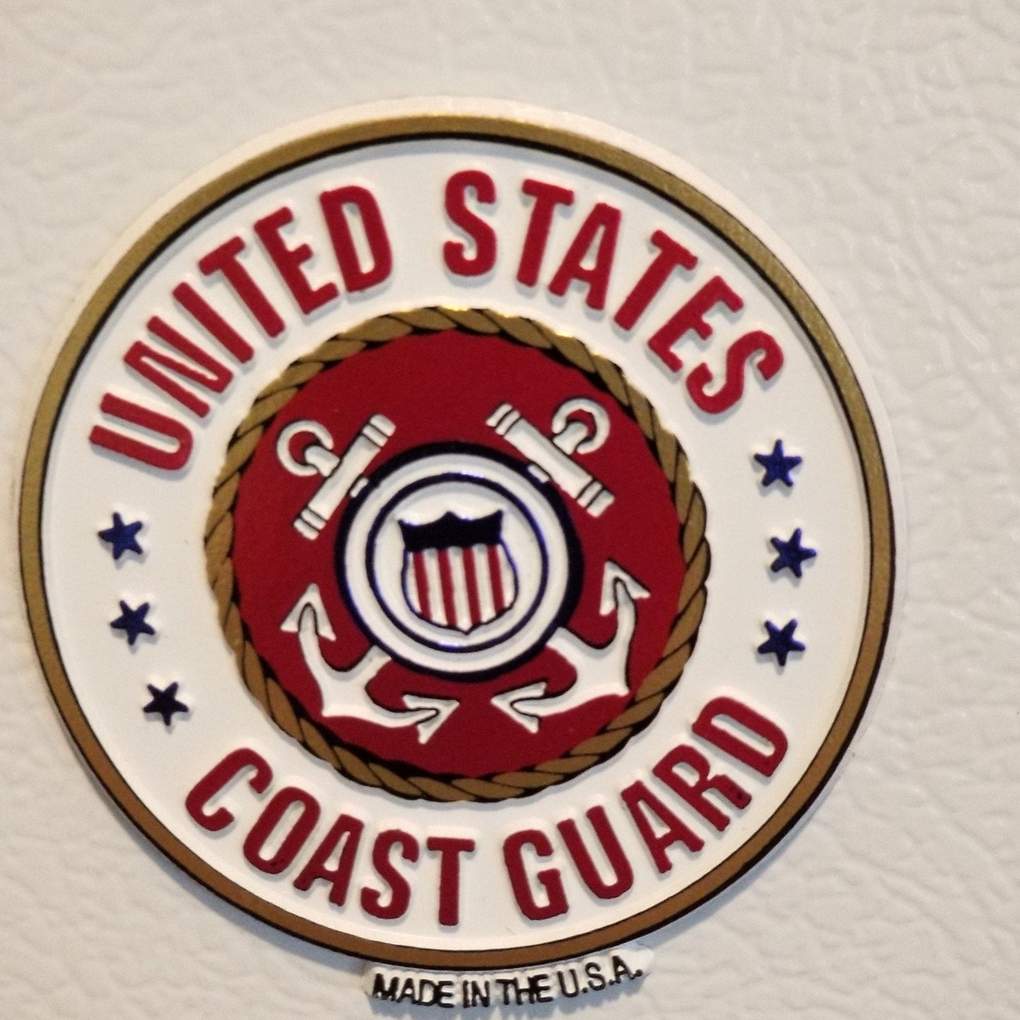 This U.S Coast Guard Magnet measures approximately 5 square inches with a thickness of 0.1”. A Great Gift for Any Veteran .