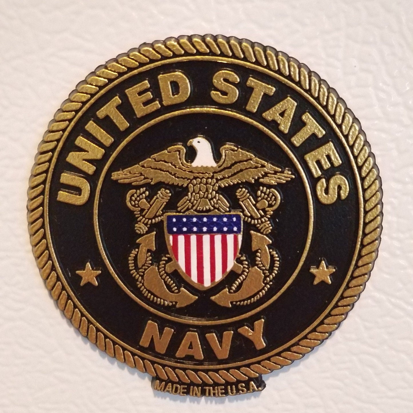 This U.S Navy Magnet measures approximately 5 square inches with a thickness of 0.1”. A Great Gift for Any Veteran