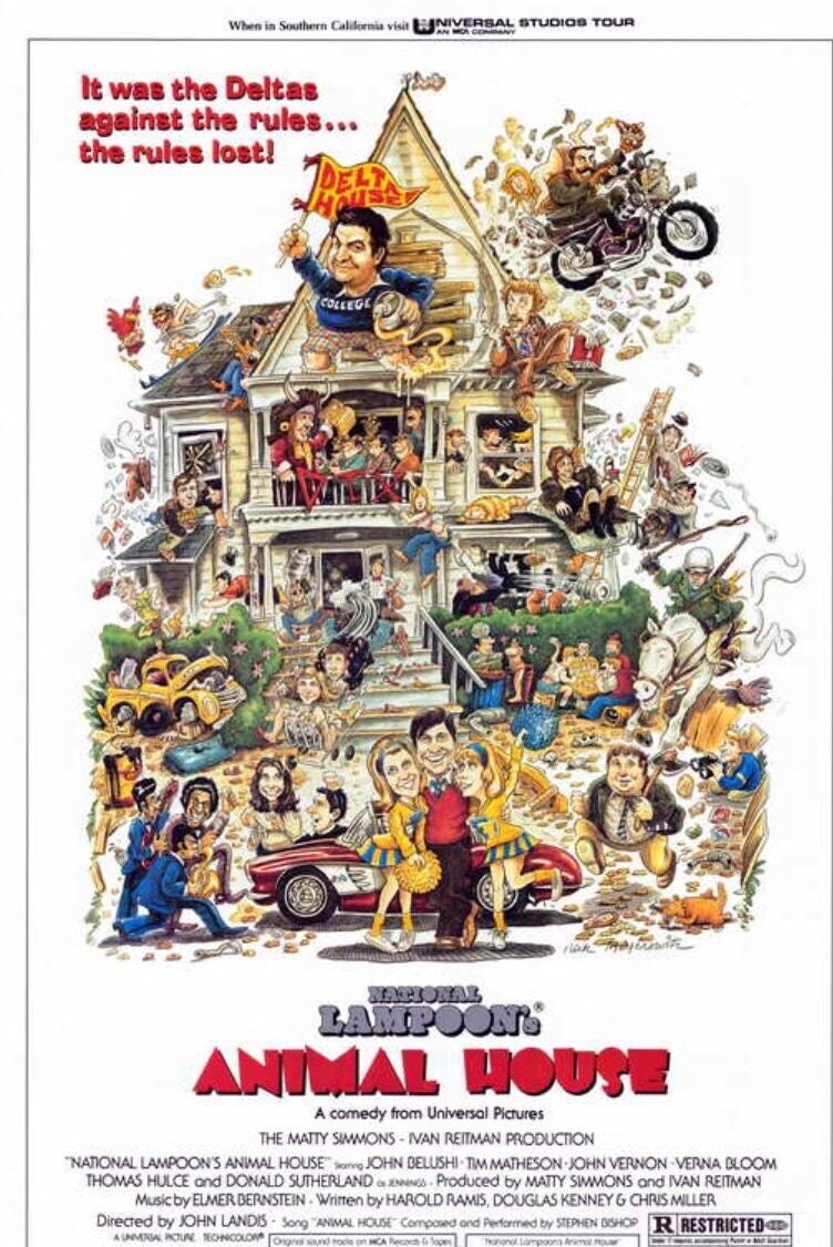 National Lampoons Animal House on a Unframed 11x17 Poster. Memories of The Delta House With This Iconic Poster.