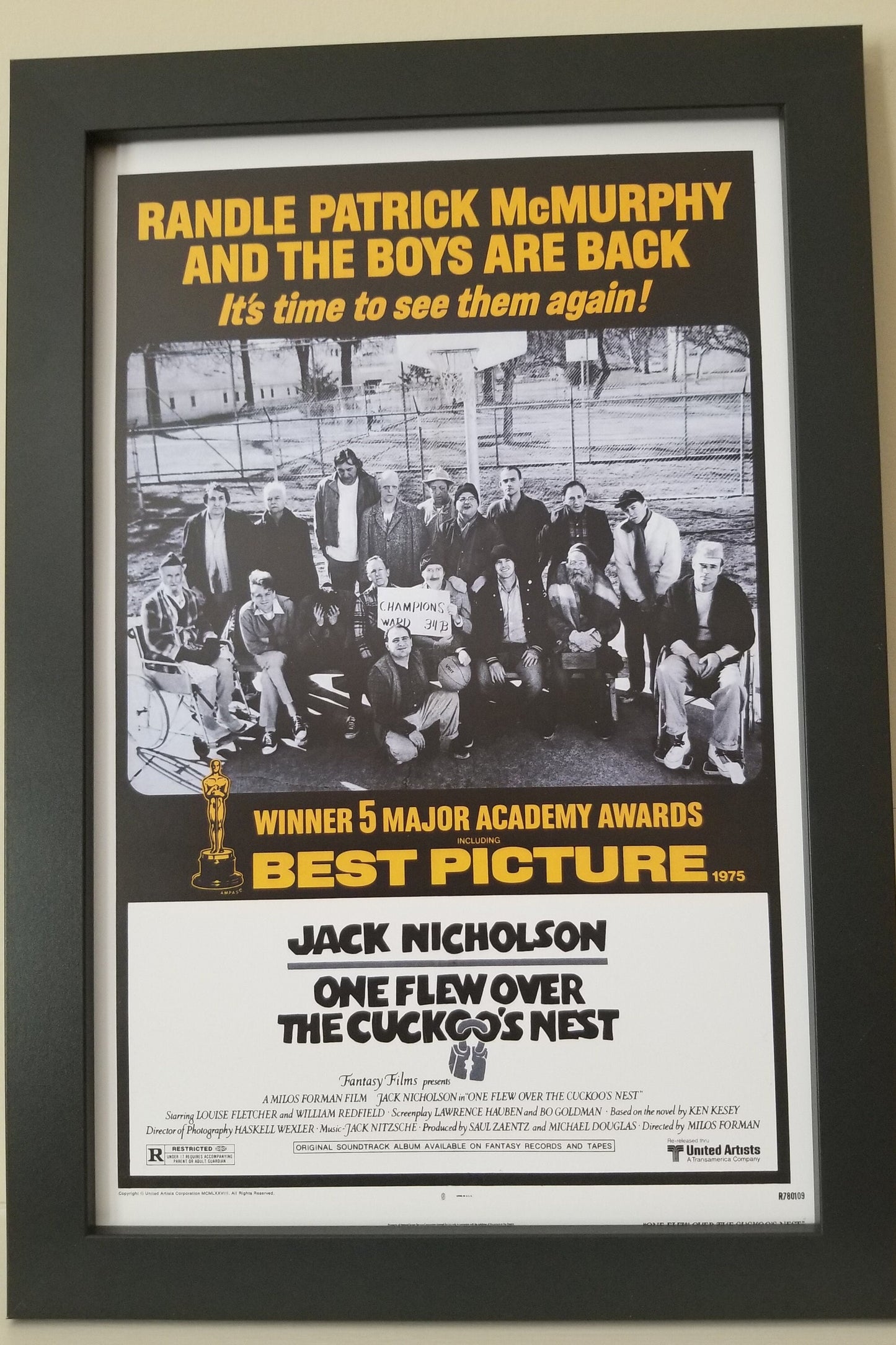 One Flew Over The Cuckoos Nest Unframed 11x17 Poster.Printed on Heavy Card Stock Paper.