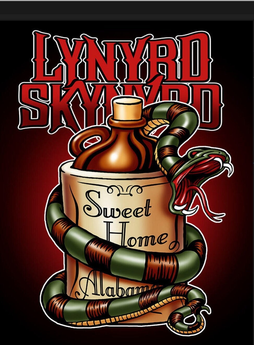 Lynyrd Skynyrd,Sweet Home Alabama on a 16”W x 12.5”H Tin Sign.This Sign Has A Smooth Clear Coat Finish.A Gift For Any Skynyrd Fan.