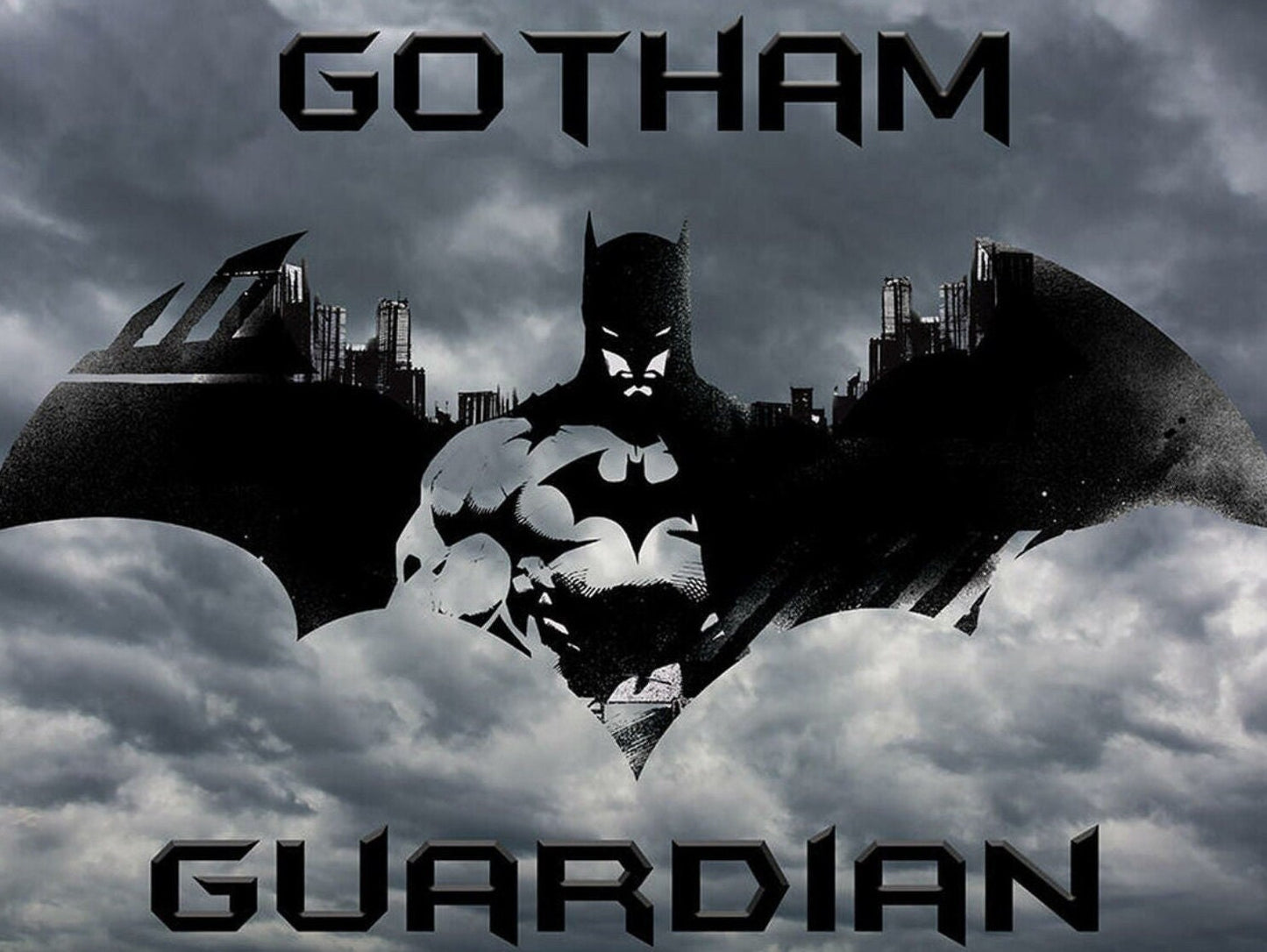 The Gotham Guardian,Batman on a 16”W x 12.5”H Tin Sign.This Sign Has A Smooth Clear Coat Finish.A Nice Gift For Him or Her.