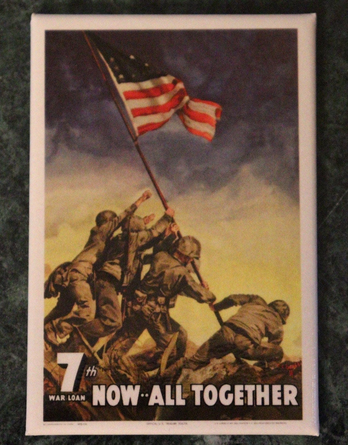 World War 2 Iwo Jima War Bonds Poster on a 2x3 Refrigerator Magnet with Glossy Finish.A Gift for Him or Her.