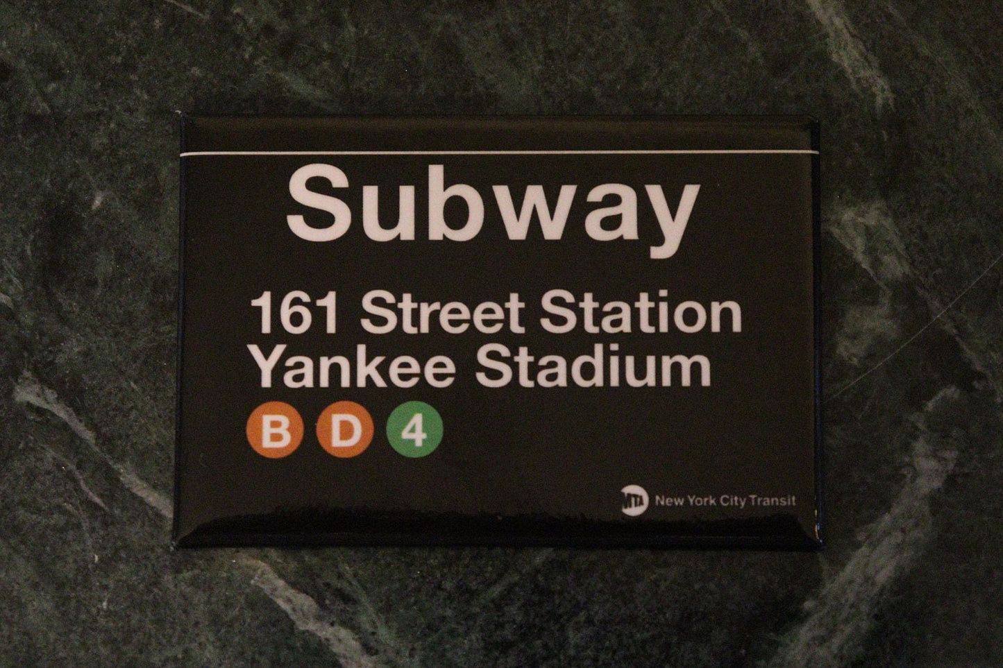 Yankee Stadium Replica Subway Sign on a 2x3 Refrigerator Magnet.Metal construction with Glossy Finish. MTA Officially Licensed Product..