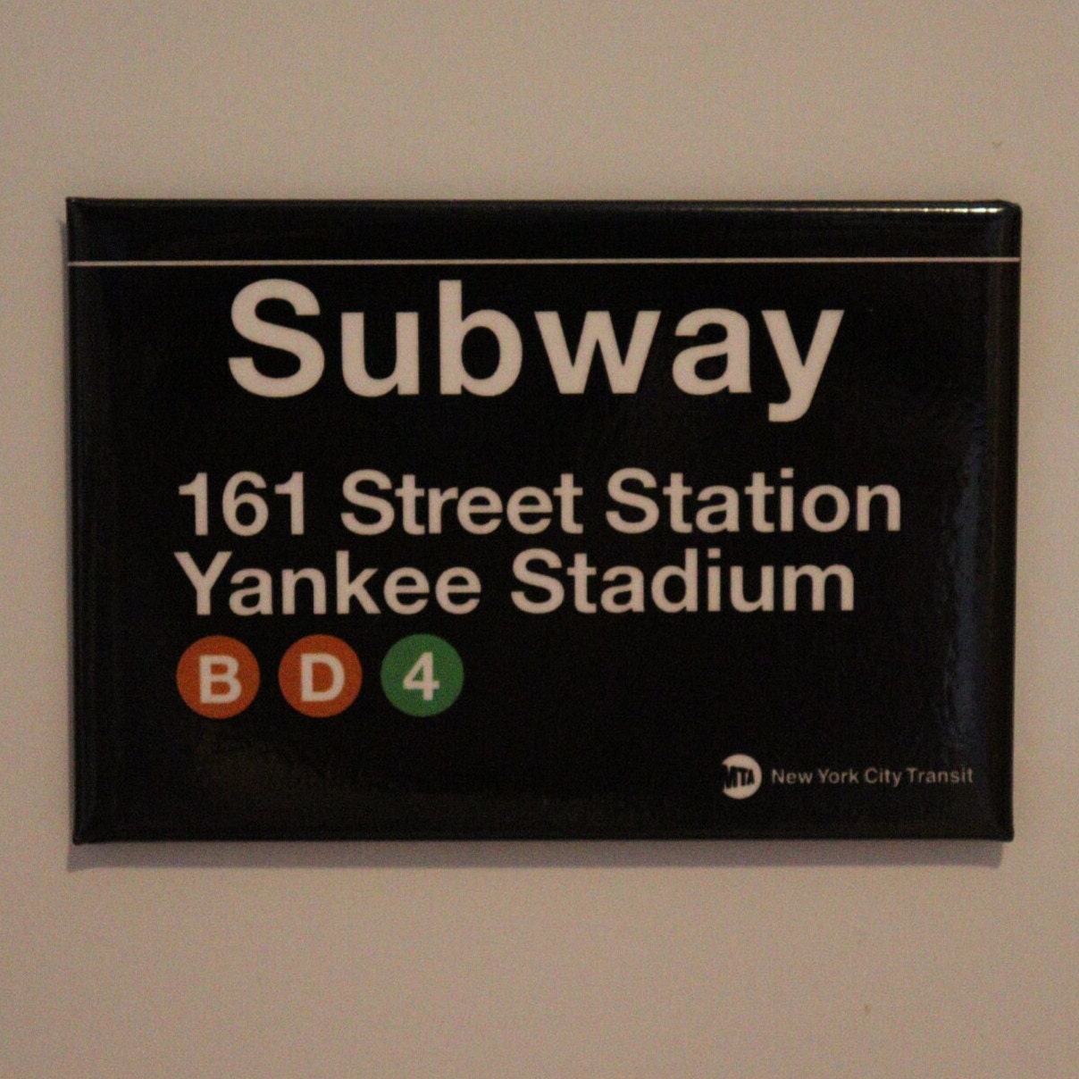 Yankee Stadium Replica Subway Sign on a 2x3 Refrigerator Magnet.Metal construction with Glossy Finish. MTA Officially Licensed Product..