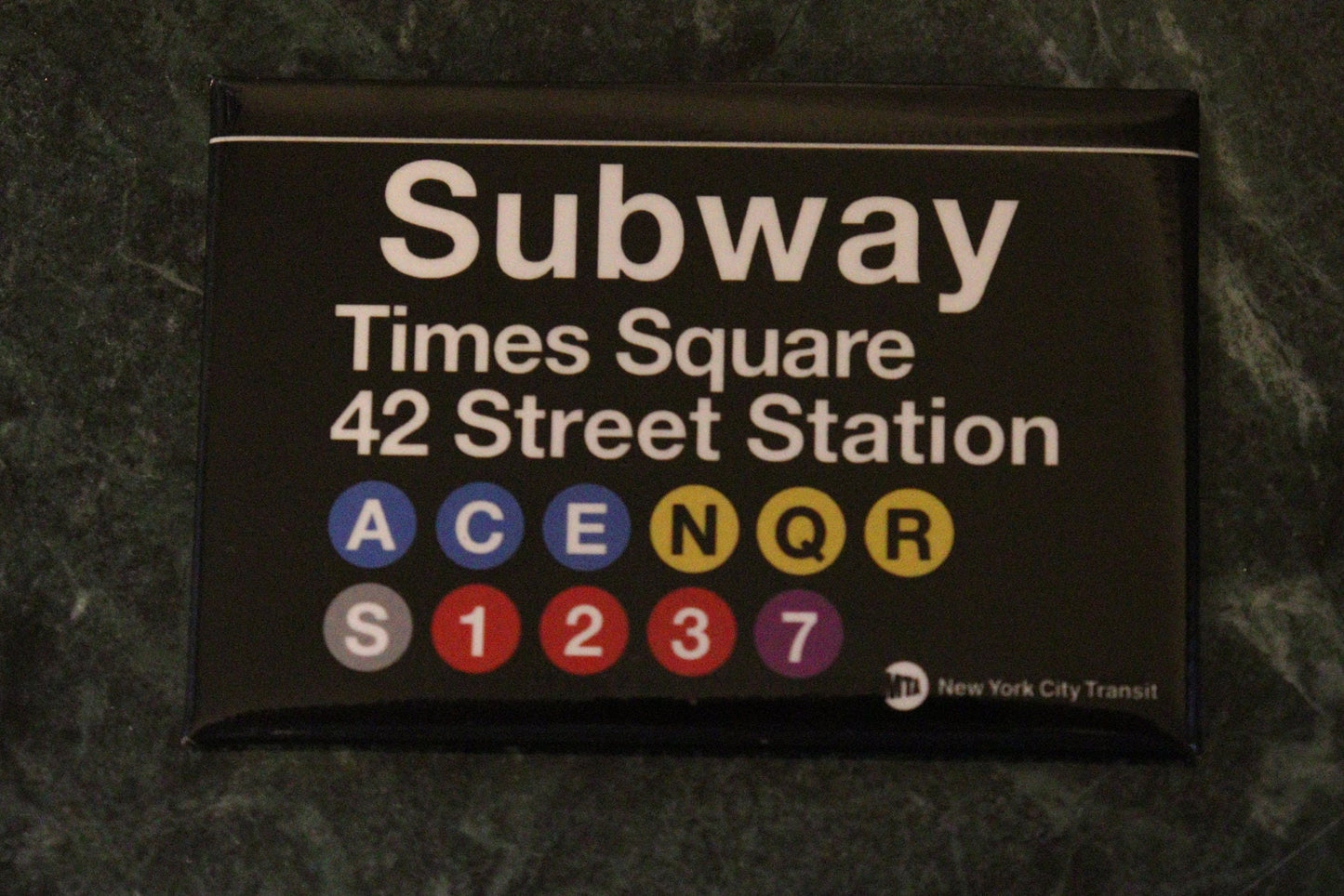 Times Square 42nd Street Replica Subway Sign on a 2x3 Refrigerator Magnet.Metal Construction Glossy Finish. MTA Officially Licensed product.