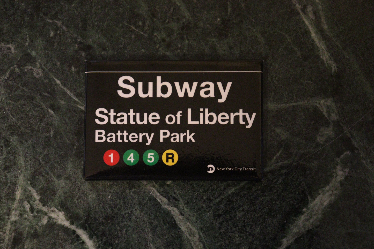 Statue of Liberty Battery Park Replica Subway Sign on a 2x3 Refrigerator Magnet,Metal Construction. MTA Officially Licensed Product.