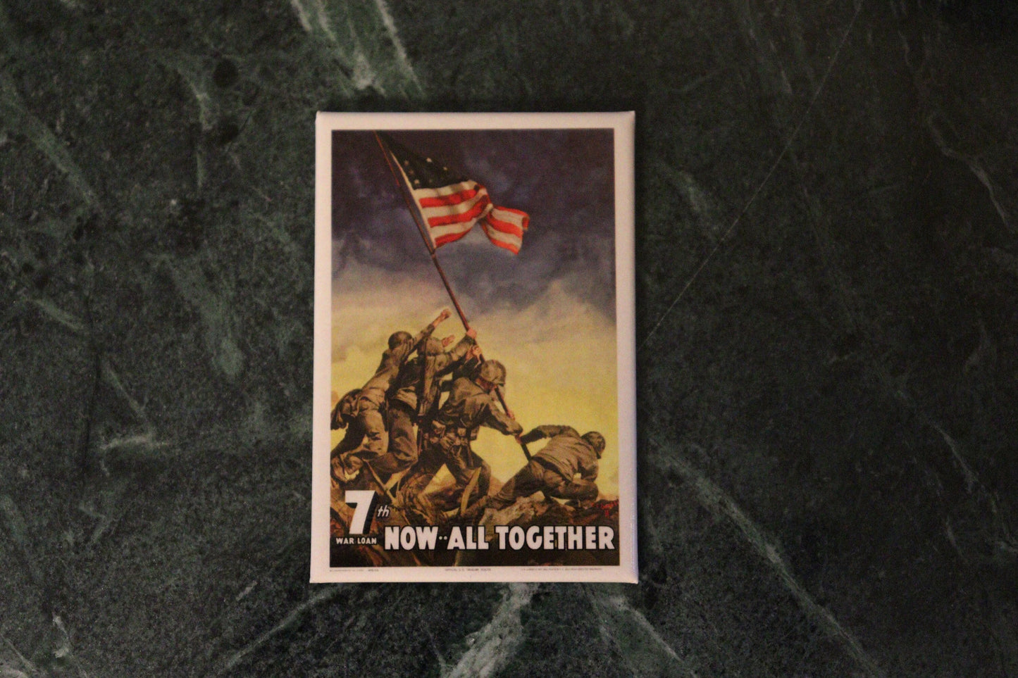 World War 2 Iwo Jima War Bonds Poster on a 2x3 Refrigerator Magnet with Glossy Finish.A Gift for Him or Her.