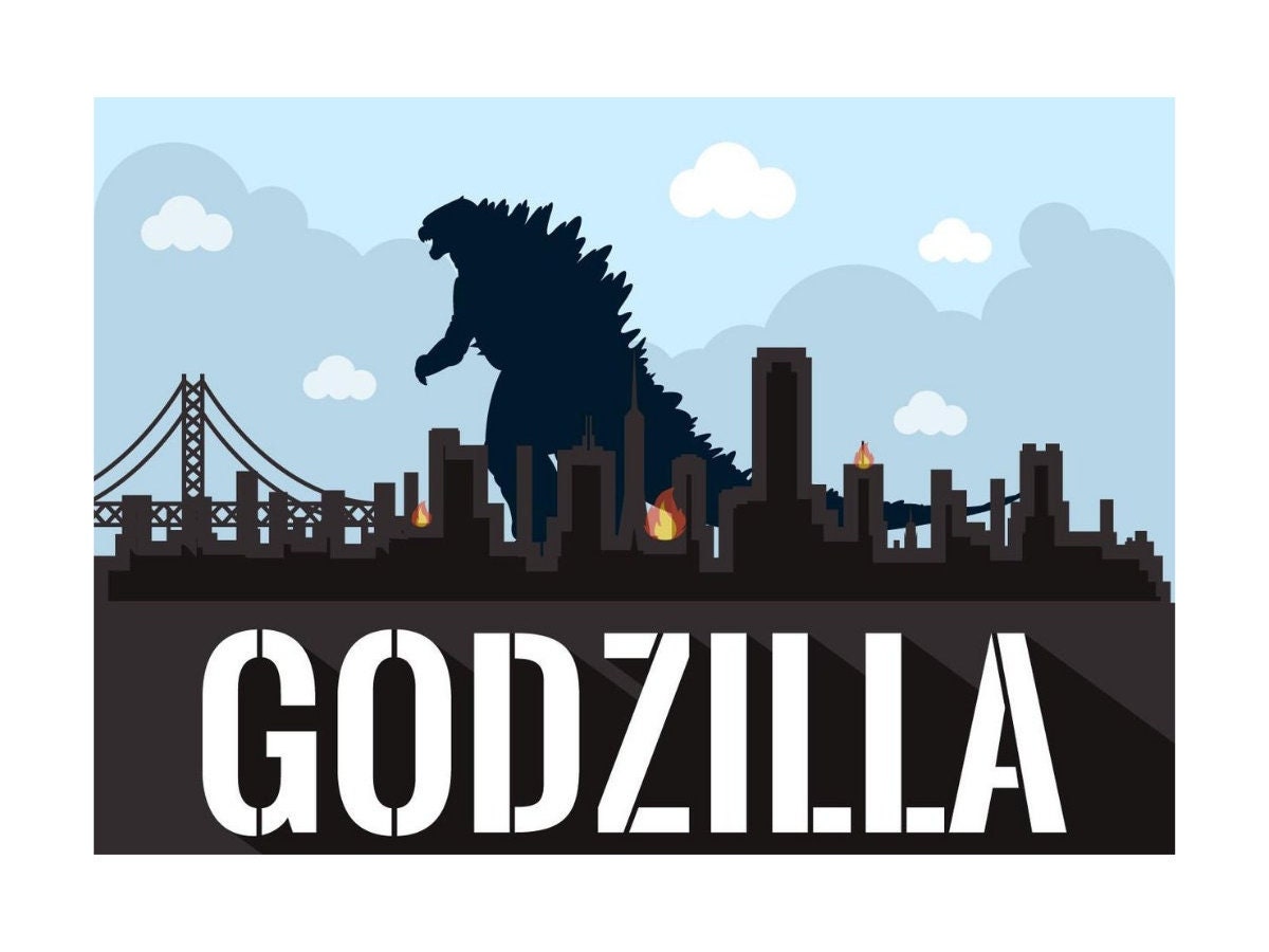 Godzilla Wreaking Havoc a 2x3 Refrigerator Magnet.The Magnet is Steel Construction With Glossy Finish.A Gift For Him or Her.