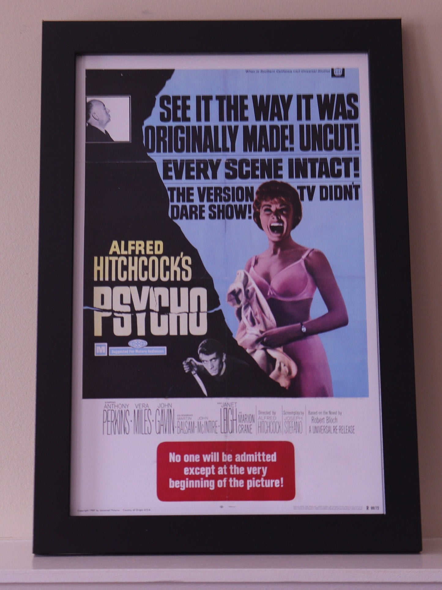 Psycho From 1960 on a 11x17 Unframed Poster.Poster is Printed on Heavy Card Stock Paper.