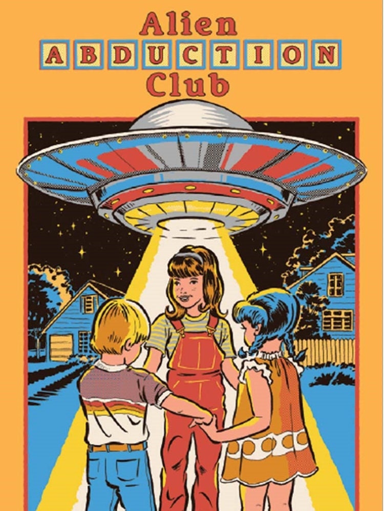 Alien Abduction Club on a 2.5x3.5 Funny Refrigerator Magnet with Glossy Finish and Metal Construction.Gift For Him or Her.