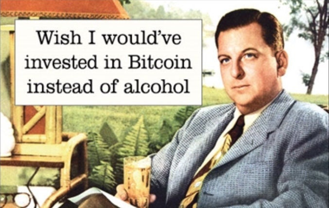 Wish I would Have Invested In  Bitcoin Instead of Alcohol on a 2 x 3 Refrigerator Magnet with Glossy Finish And Metal Construction.