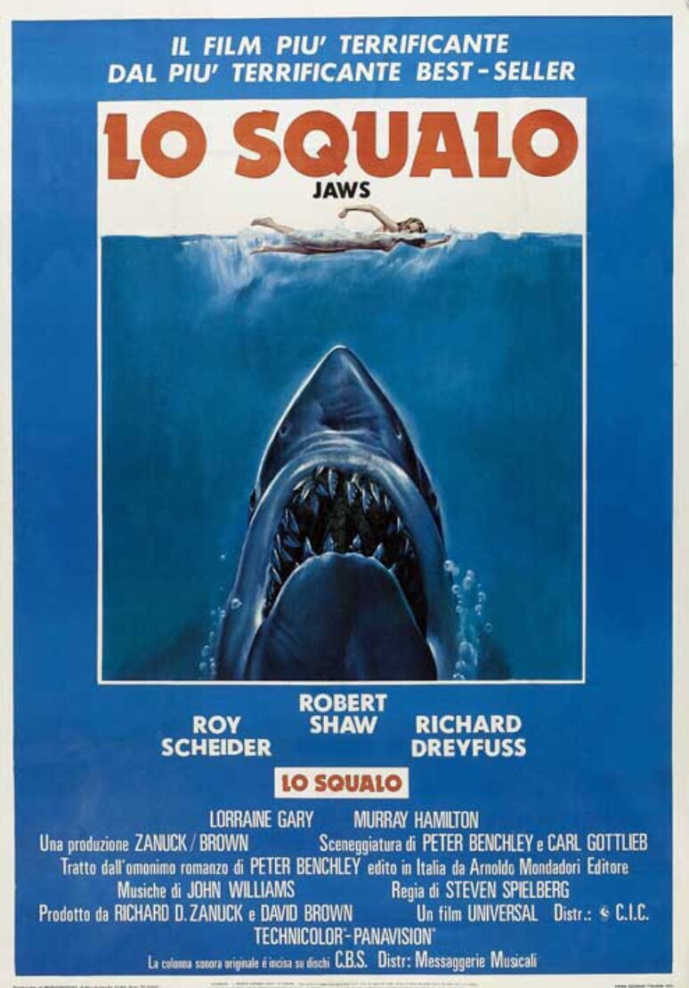 Lo Squalo 11x17 Jaws Unframed Poster.This Iconic Italian Movie Poster Version FroJaws is Printed on Card Stock Paper.