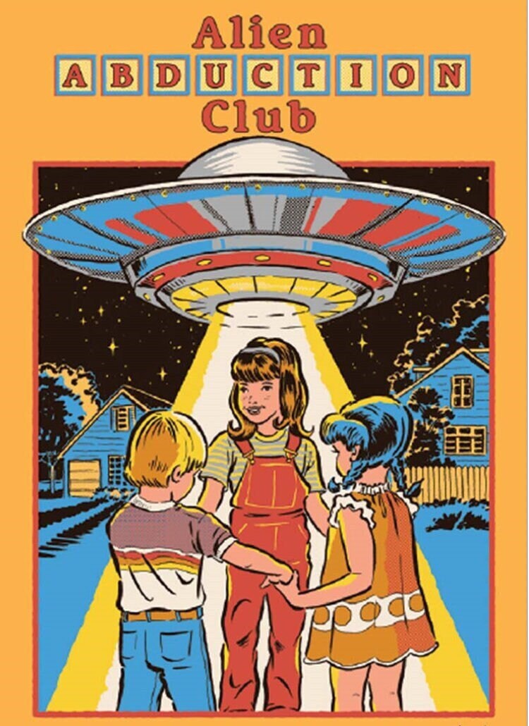 Alien Abduction Club on a 2.5x3.5 Funny Refrigerator Magnet with Glossy Finish and Metal Construction.Gift For Him or Her.