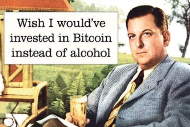 Wish I would Have Invested In  Bitcoin Instead of Alcohol on a 2 x 3 Refrigerator Magnet with Glossy Finish And Metal Construction.