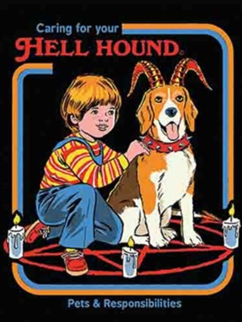 Caring For Your Hell Hound on a 2x3 Magnet with Glossy Finish With Metal Construction.Gift For Him or Her.