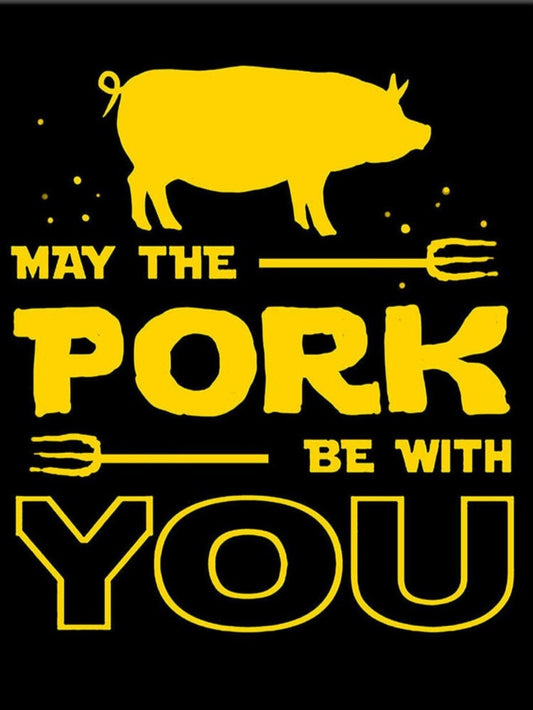 May The Pork Be With You on a 2x3 Magnet with Glossy Finish and Metal Construction. A Gift For Him or Her.