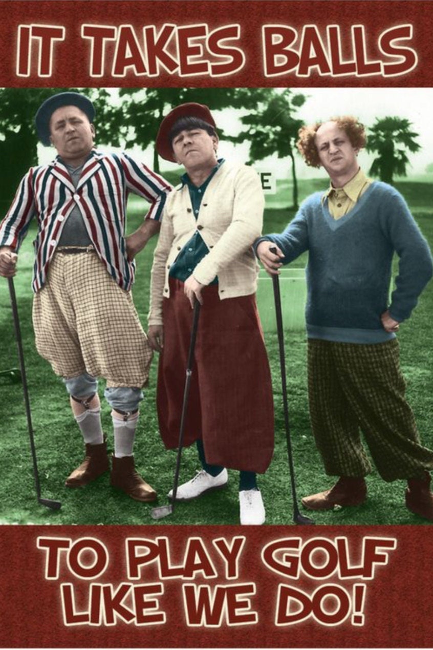 The Three Stooges,Golf Legends on  a 3.5” x 2.5” Metal Magnet With Glossy Finish.A Funny Magnet For Him or Her.