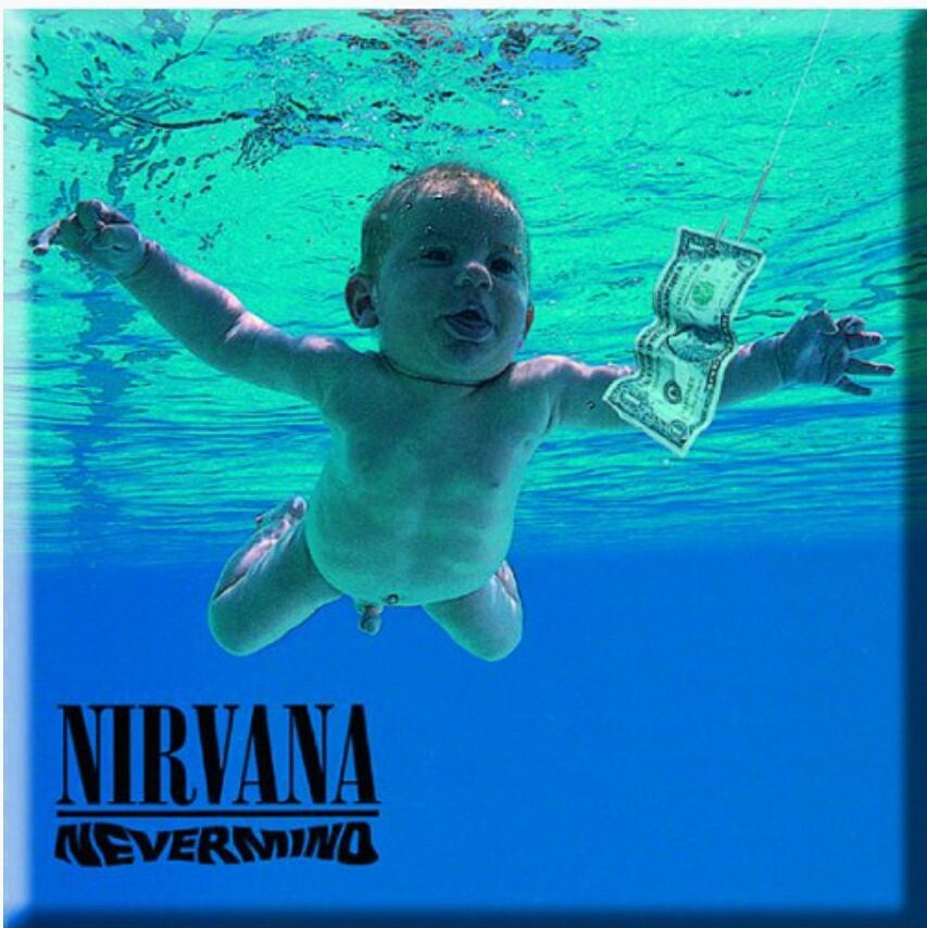 Nirvana Nevermind Album Cover on a 3”x3” Metal Magnet.Perfect Decoration For The Fridge or any Metal Surface.Gift For Him or Her.